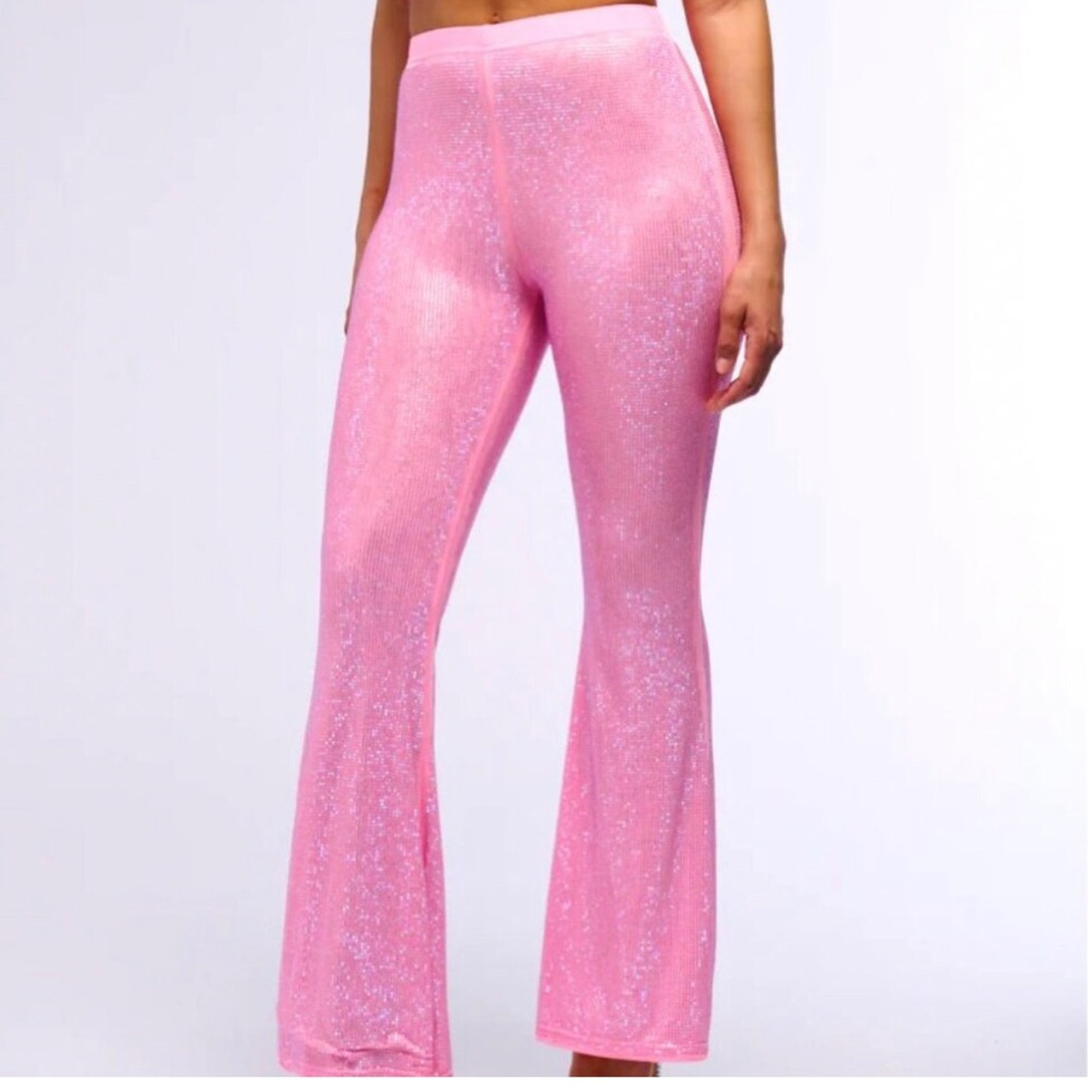 New! Pink Shimmer Flare Pants